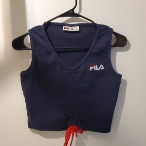 WOMENS FILA NAVY BLUE CROP TOP